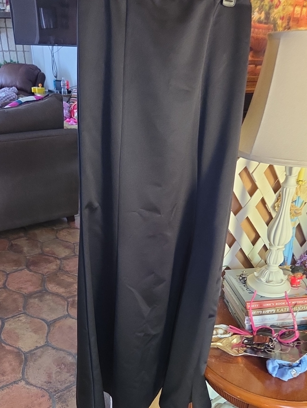 Alex Evenings Black Satin Maxi Skirt